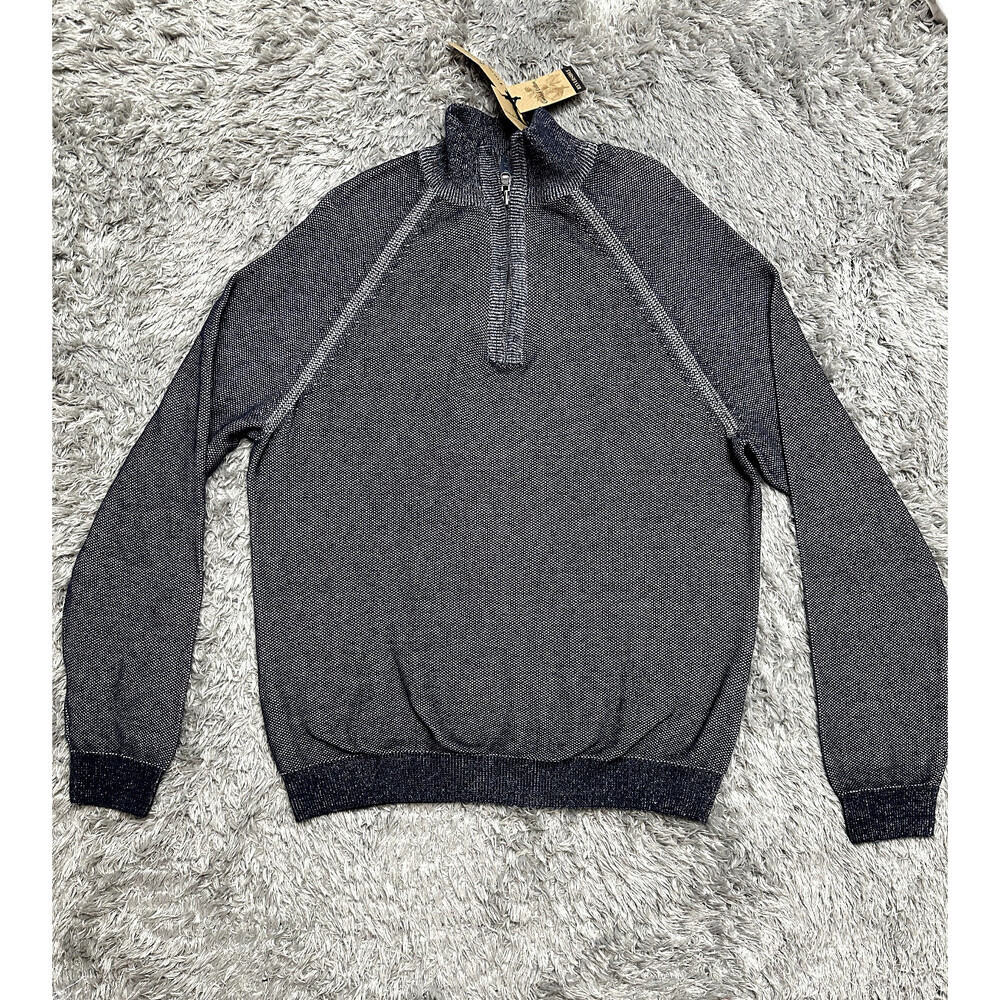 Tailor Vintage Mens Reversible Cotton Pullover 1/4 Zip Sweater Navy Size Xl $169
